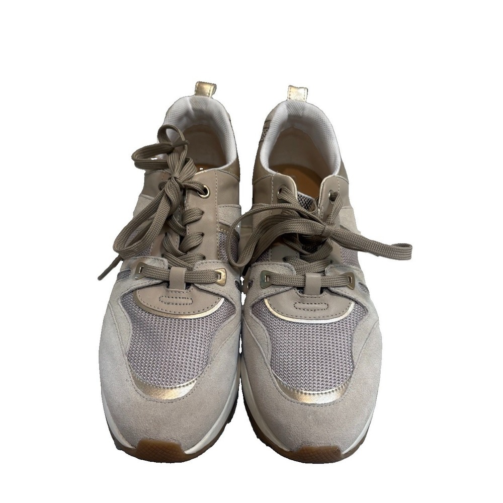Geox D Zosma A Hidden Wedge Sneakers Beige Gold Women's US 9 EUR 39 Low Top